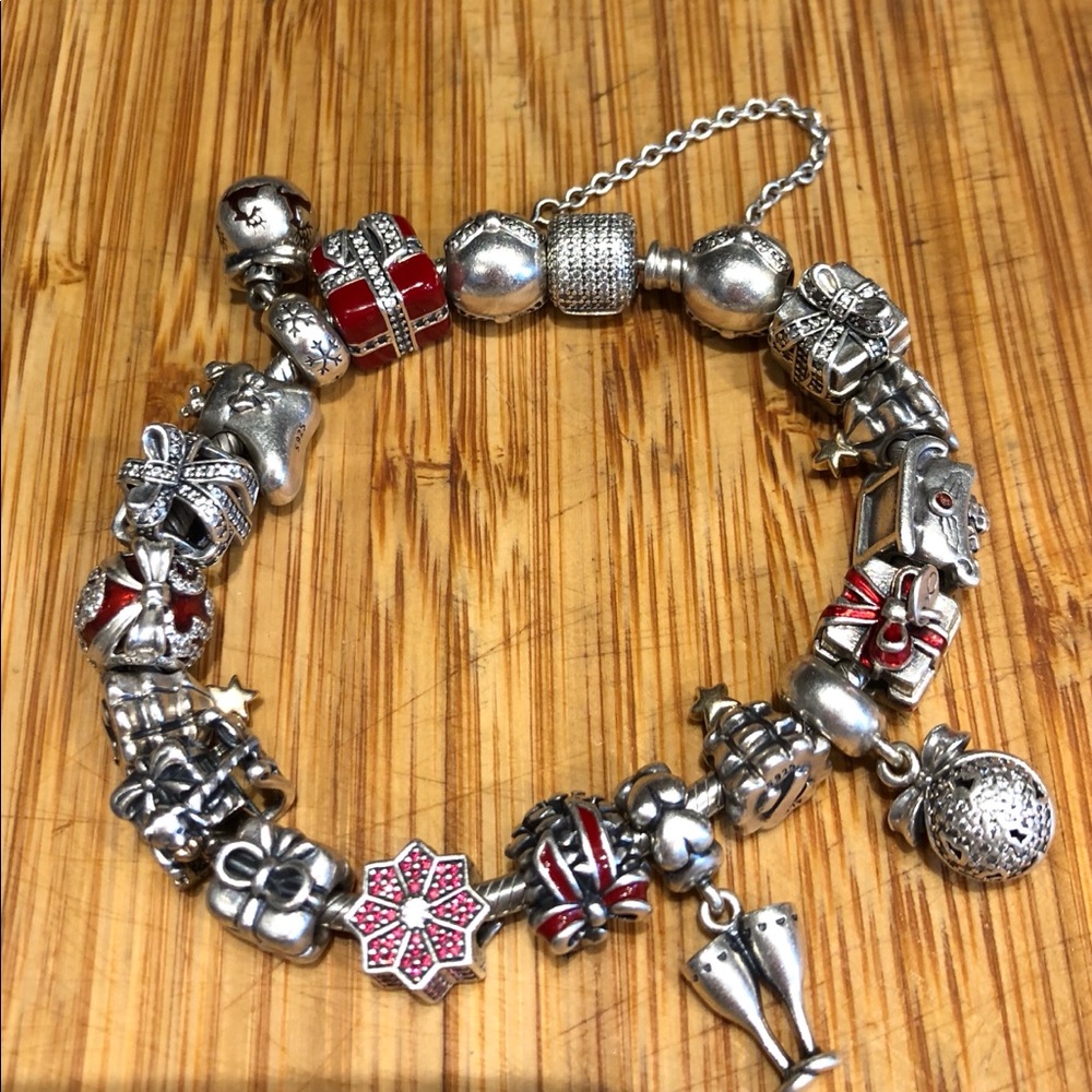 Pandora complete bracelet,complete with all charms